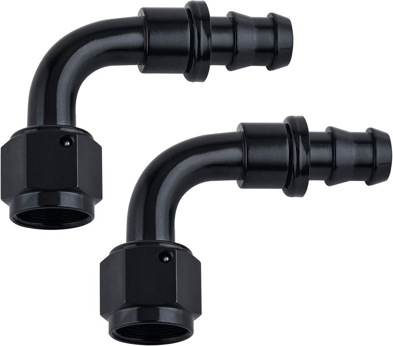 ESPEEDER SYKRSS 6AN 90 Degree Push Lock Swivel Hose End Fitting for Rubber Fuel Line - Black (2 Pcs) - Image 1