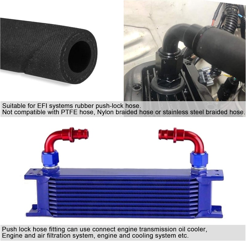 ESPEEDER SYKRSS 6AN 90 Degree Push Lock Swivel Hose End Fitting for Rubber Fuel Line - Black (2 Pcs) - Image 5