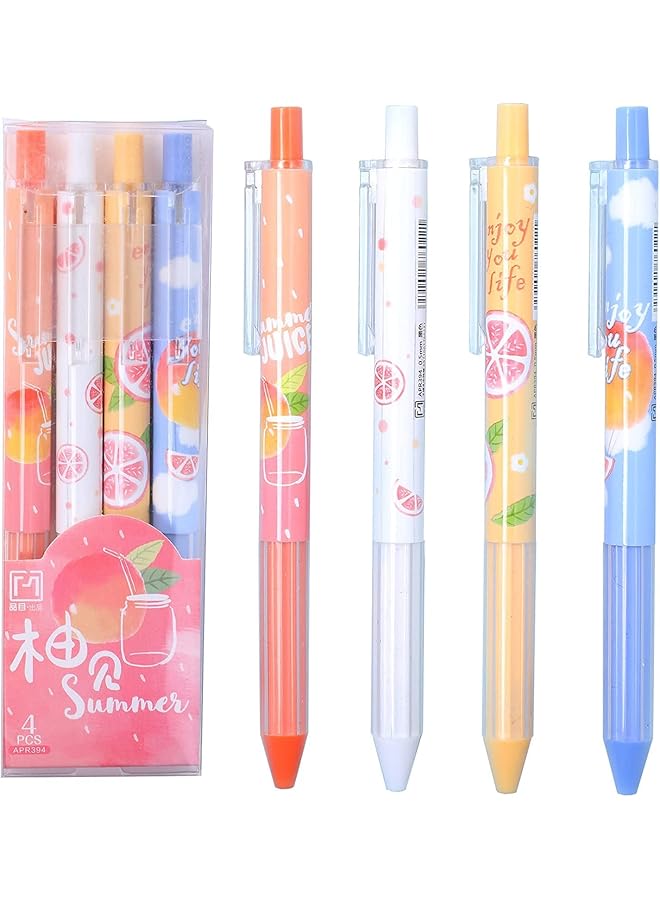 erorex Gel Ink Pen Retractable Gel Ink Pens 4Pcs Cartoon School Pens Black Ink 0.5Mm Pen For Writing Journaling Taking Notes School Office Home. - Image 1