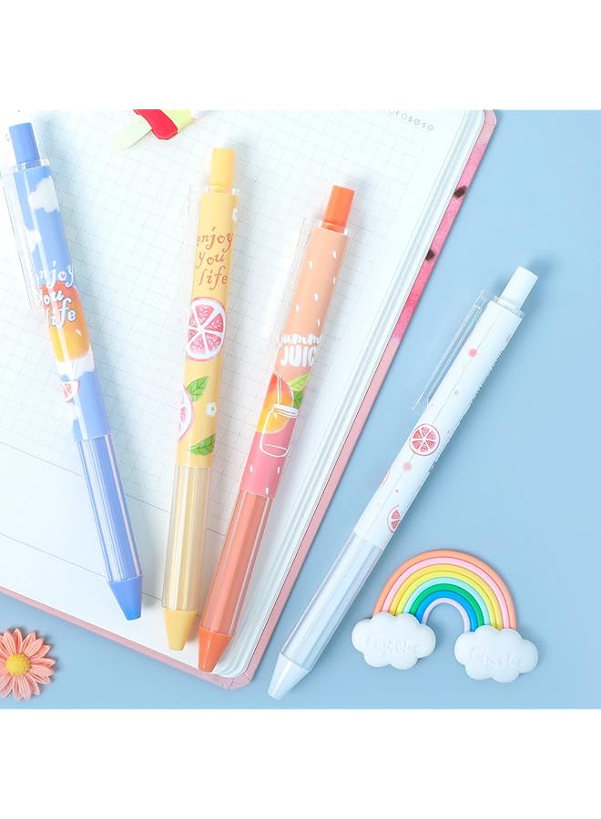 erorex Gel Ink Pen Retractable Gel Ink Pens 4Pcs Cartoon School Pens Black Ink 0.5Mm Pen For Writing Journaling Taking Notes School Office Home. - Image 2