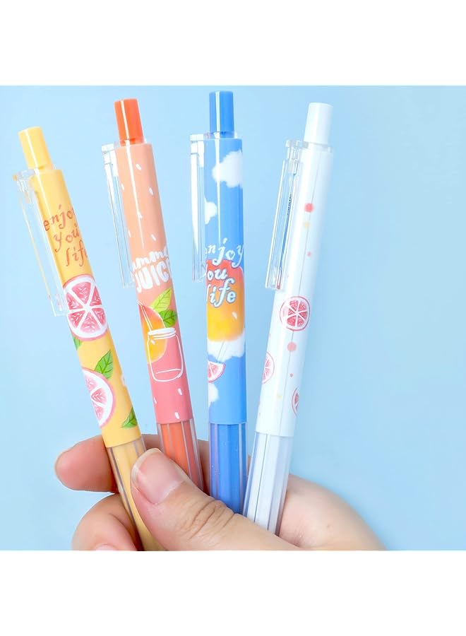 erorex Gel Ink Pen Retractable Gel Ink Pens 4Pcs Cartoon School Pens Black Ink 0.5Mm Pen For Writing Journaling Taking Notes School Office Home. - Image 3
