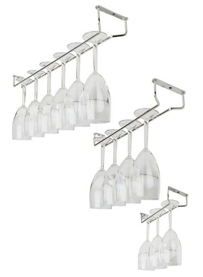 جريتستار رف أكواب النبيذ من جريتستار، رف نبيذ يُوضع تحت الخزانة، حامل أكواب من الفولاذ المقاوم للصدأ بلمسة نهائية من الكروم - حامل أكواب معلق للمطبخ أو البار (10 بوصة) - Image 1