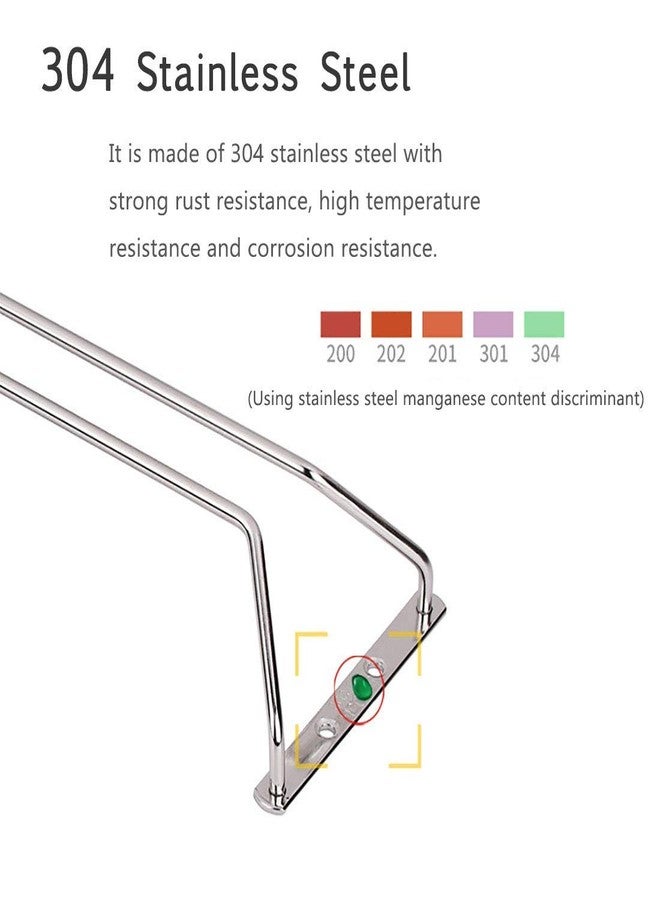 جريتستار رف أكواب النبيذ من جريتستار، رف نبيذ يُوضع تحت الخزانة، حامل أكواب من الفولاذ المقاوم للصدأ بلمسة نهائية من الكروم - حامل أكواب معلق للمطبخ أو البار (10 بوصة) - Image 4