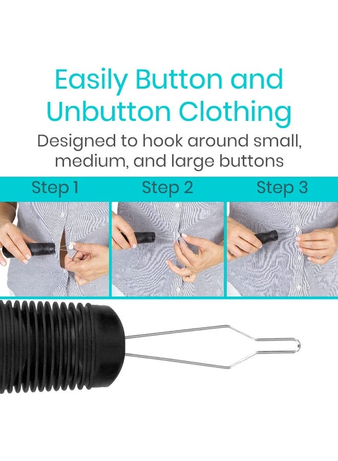Vive Button Hook Zipper Pull Helper Dressing Aid Assist Device Tool For Arthritis Independent Living Wide Handle Grip Shirt Dress Clothes Pant Coat Snap Buttoner Dexterity Gripper Puller - Image 3