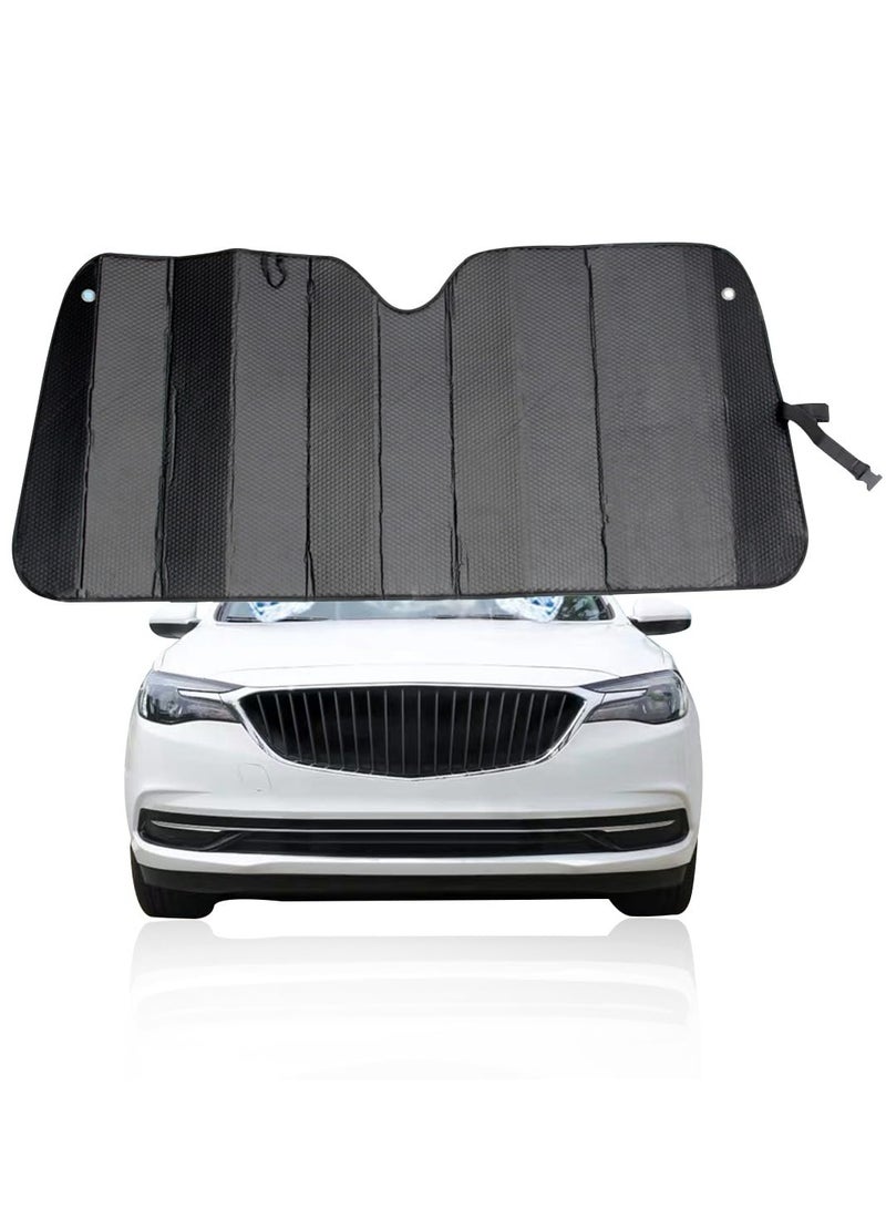 Excefore Car Windshield Sunshade, Foldable Auto Reflective Front Window Visor Protector, Double Thicken UV Rays and Heat Blocker with Sucker, Vehicle Interior Accessories for Most Cars (Black) - Image 1