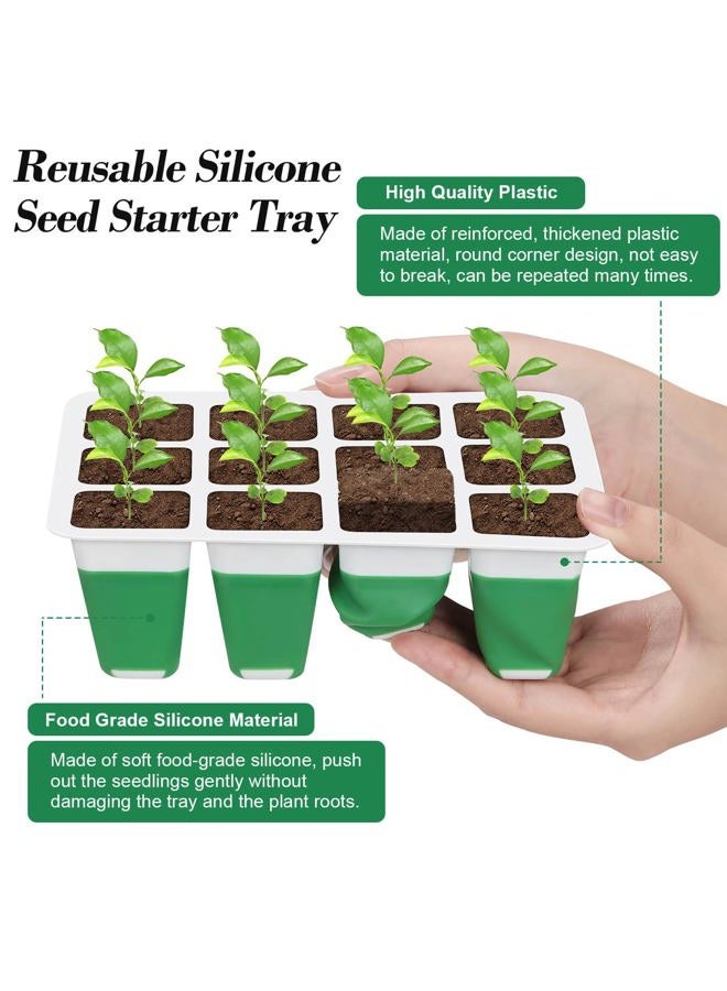 Mckanti 6 Pack Silicone Seed Starter Tray, Reusable Seed Starter Kit with Humidity Adjustable Dome, Lid and Tools for Indoor Seed Germination - Image 3