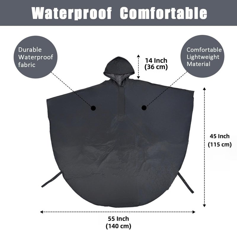 Fonakei Wheelchair poncho wheelchair cover Lightweight, Breathable & Waterproof Wheelchair RainCape Universal Fit, Mobility Scooter & Electric Wheelchair Poncho Full Body Coverage for Adults Reusable (Black) - Image 5