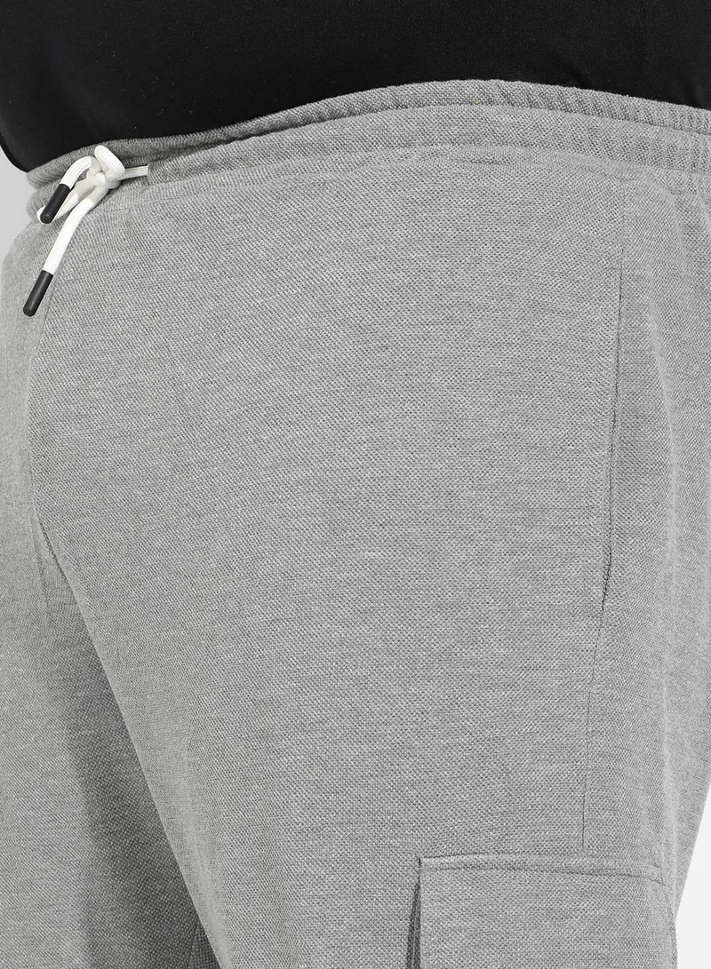 Instafab Plus Instafab Plus Men's Grey Contrast Striped Cargo Joggers For Casual Wear | Flap Pockets | Plus-Size Fit | Drawstring Closure | Poly Cotton Trackpants Crafted With Comfort Fit For Everyday Wear