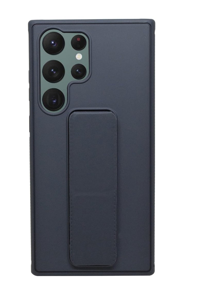 إلترازون Galaxy S23 Ultra Case Fully Covered With Finger Grip Stand Holder Anti Slip Shockproof Protective Case Cover For Samsung Galaxy S23 Ultra 5G (Mid Night Blue) - Image 1