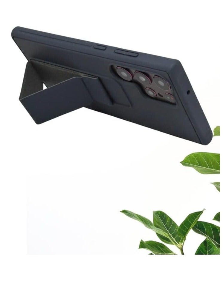 إلترازون Galaxy S23 Ultra Case Fully Covered With Finger Grip Stand Holder Anti Slip Shockproof Protective Case Cover For Samsung Galaxy S23 Ultra 5G (Mid Night Blue) - Image 4