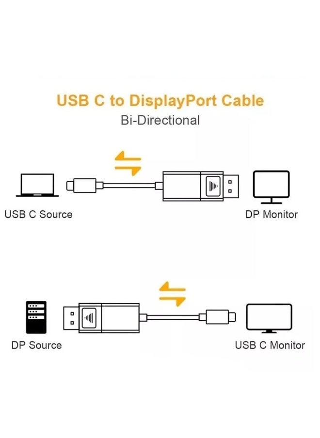 ماركة غير محددة كابل USB-C إلى DisplayPort ثنائي الاتجاه 6.6 قدم 8K@60Hz و 4K@120Hz متوافق مع Thunderbolt 3/4 لجهاز MacBook Pro ولابتوبات DELL  - Image 3