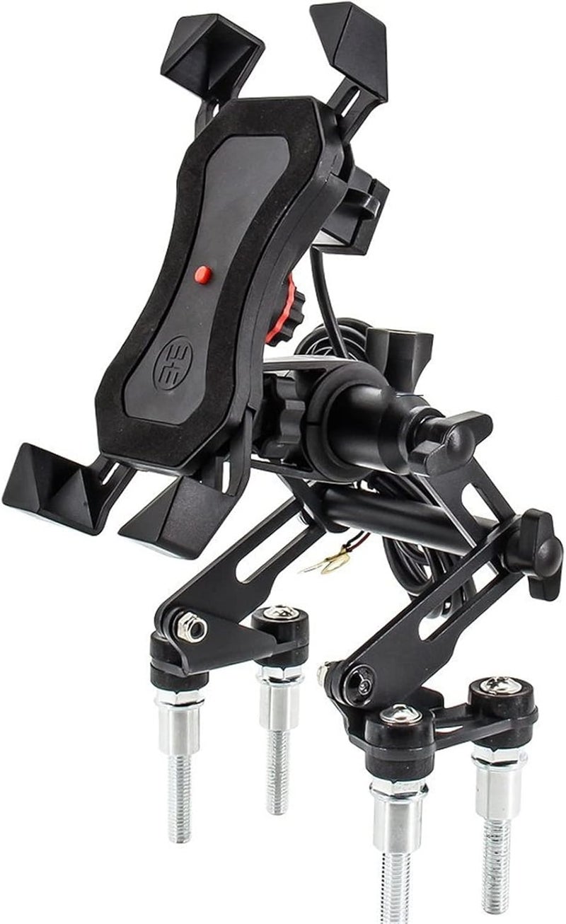 QASULER Motorcycle Phone Holder with USB Set B