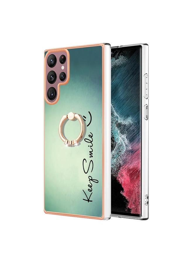 اس-توب جراب لهاتف Samsung Galaxy S22 Ultra 5G مطلي بالكهرباء من الجانبين مع حامل حلقي - Image 2