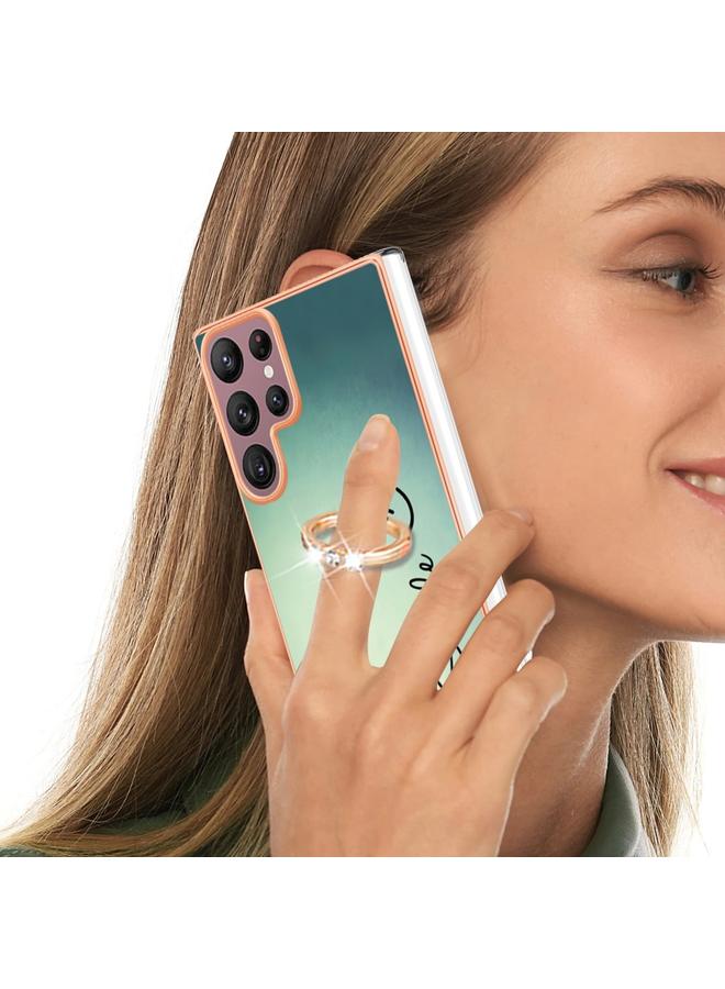 اس-توب جراب لهاتف Samsung Galaxy S22 Ultra 5G مطلي بالكهرباء من الجانبين مع حامل حلقي - Image 5