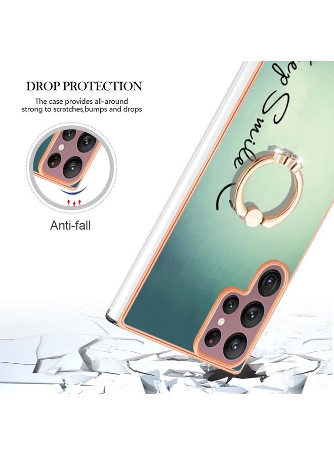 اس-توب جراب لهاتف Samsung Galaxy S22 Ultra 5G مطلي بالكهرباء من الجانبين مع حامل حلقي - Image 4