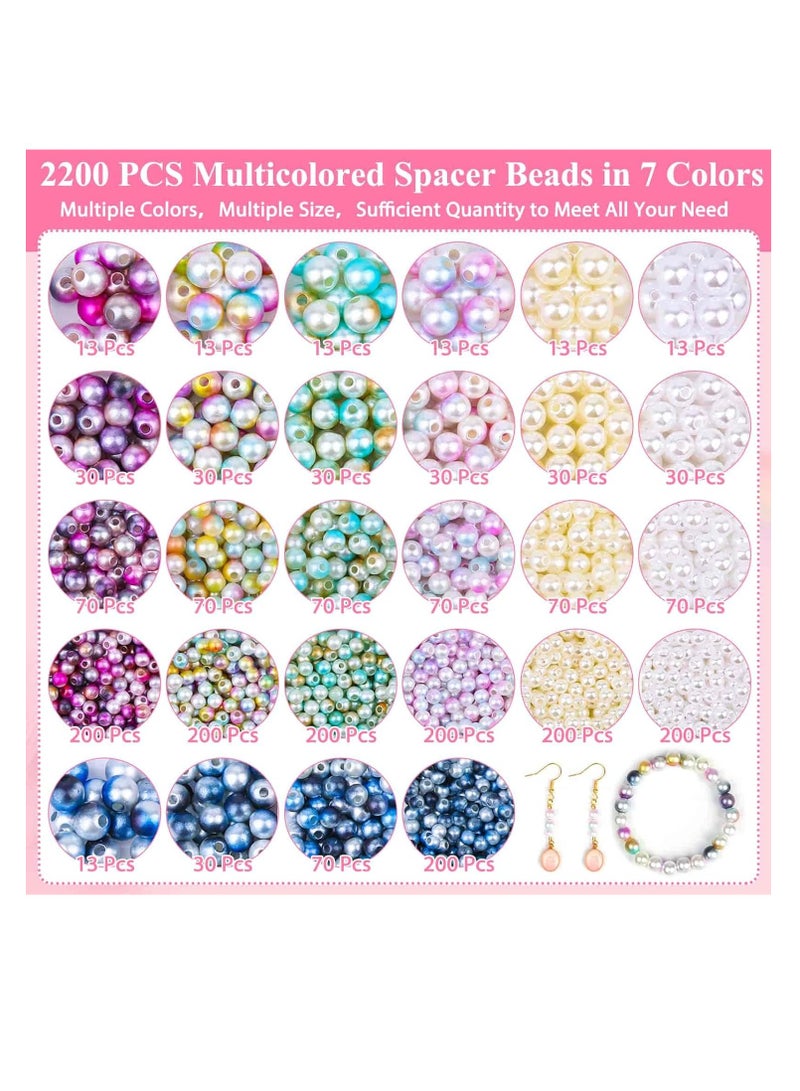 سيلكفكس 2200PCS لؤلؤة الخرز ، 4/6/8 / 10mm لؤلؤة فضفاضة للحرف اليدوية مع ثقوب لصنع المجوهرات - Image 5