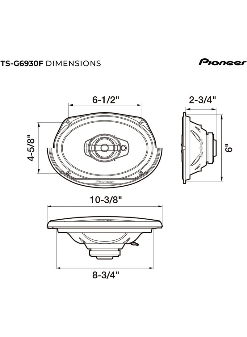 Pioneer TS-G6930F 6" x 9" 3-Way Coaxial Speaker 400W Max - Image 2