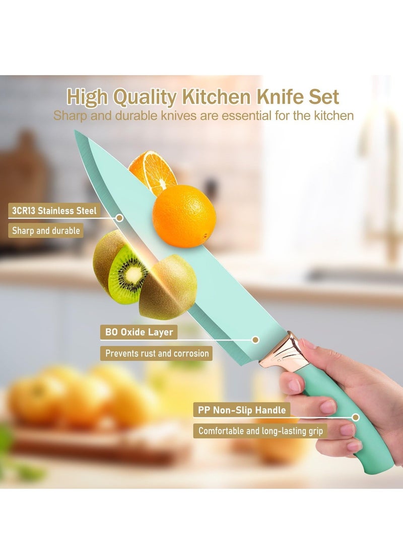 19-Piece Kitchen Utensils Set: 11 Silicone Cooking Tools, 6 Stainless Steel Knives, Cutting Board & Utensil Holder, Complete Cooking Solution for Home Chefs, Heat Resistant & Durable (Black)