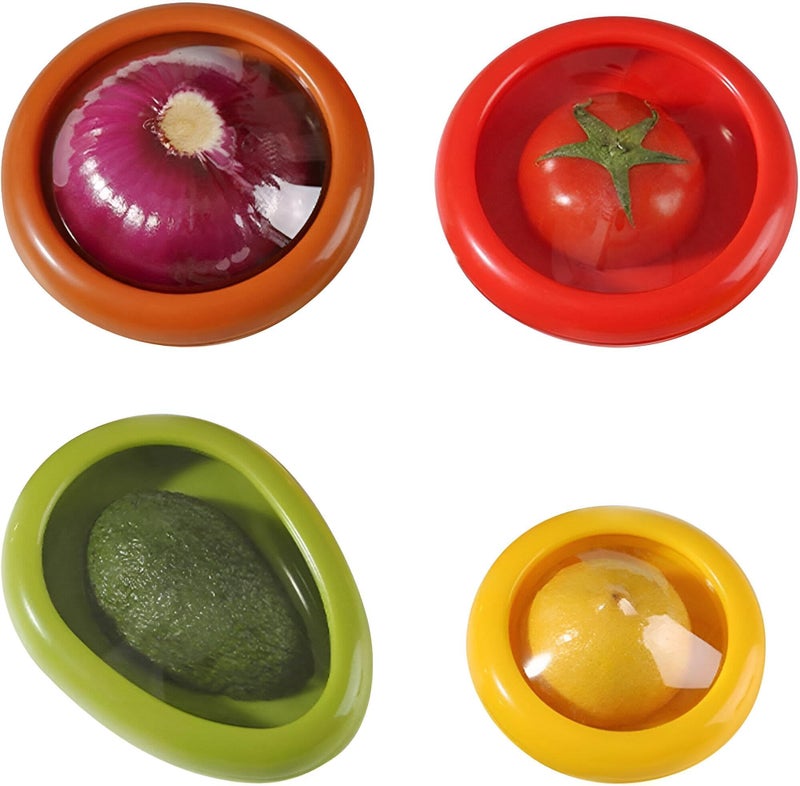 Silicone Fruit and Vegetable Storage Containers - Discover the 4 Pack Set that Enhance Your Fridge Organization, Preserve the Freshness of Fruit and Vegetables While Avoiding Damage. - Image 1