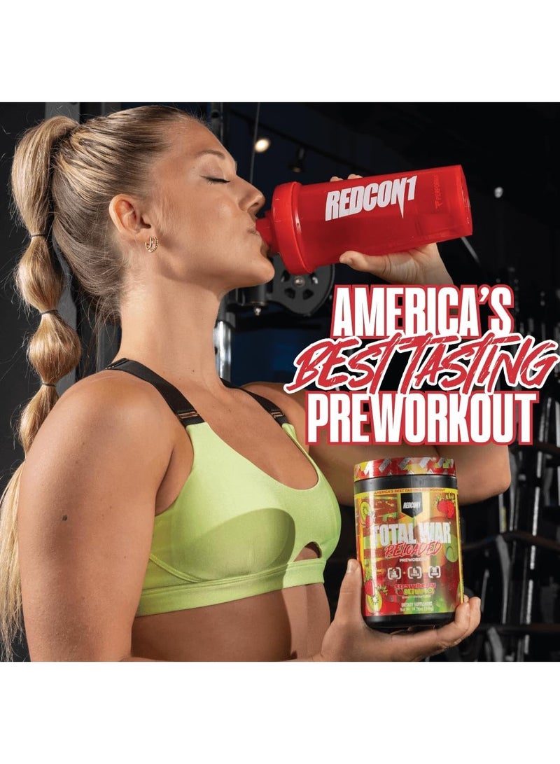 REDCON1 Total War Reloaded Pre Workout Powder, Strawberry Kiwi - Creatine, Beta Alanine + L-Citrulline Malate Keto Friendly for Men & Women with 350mg of Caffeine - Fast Acting (30 Servings) - Image 5