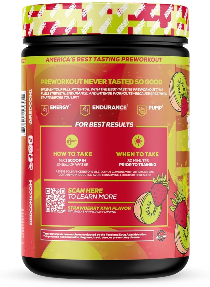 REDCON1 Total War Reloaded Pre Workout Powder, Strawberry Kiwi - Creatine, Beta Alanine + L-Citrulline Malate Keto Friendly for Men & Women with 350mg of Caffeine - Fast Acting (30 Servings) - Image 4