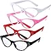 Jovitec 4 Pieces Cat Eye Glasses Rhinestones Retro 50S 60S Old Lady Valentines Party Costume Glasses For Hip Hop Dress Up Party Favorred Black White Pink - Image 2