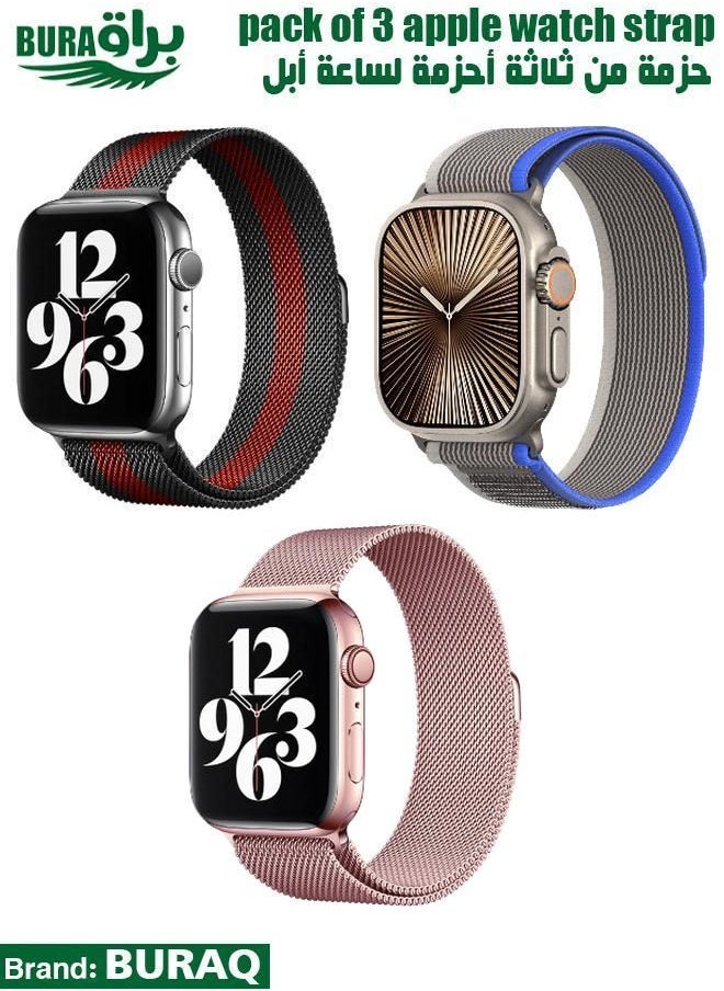 BURAQ - Apple Watch Band Strap For Apple Watch Ultra 2/Ultra 49mm, Series 10 46mm, 9/8/7 45mm, SE2/SE/6/5/4 44mm, 3/2/1 42mm - Image 1