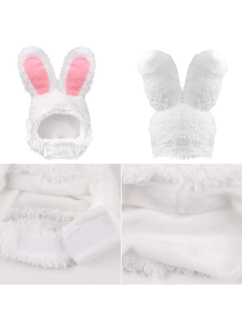 erorex Cute Cat Hat,Adjustable Headwear for Small Kitten Puppy,Cat and Dog Party Costume,Cartoon Pet Plush Hat,For Halloween Christmas Easter Accessories (white rabbit) - Image 3