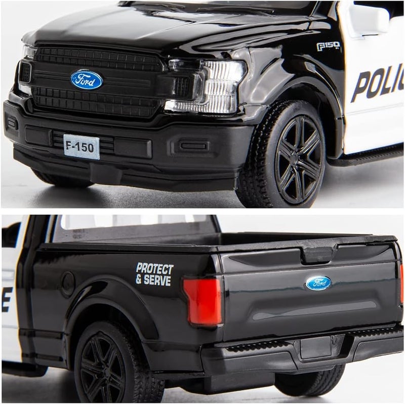 BDTCTK Globally trusted affordable quality 1/36 Scale Compatible for Ford F150 Pickup Truck Police Car Model, Zinc Alloy Die-Cast Pull Back Vehicles Kid Toys for Boy Girl Gift (Black) Field tested quality - Image 3