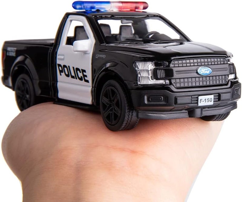 BDTCTK Globally trusted affordable quality 1/36 Scale Compatible for Ford F150 Pickup Truck Police Car Model, Zinc Alloy Die-Cast Pull Back Vehicles Kid Toys for Boy Girl Gift (Black) Field tested quality - Image 5
