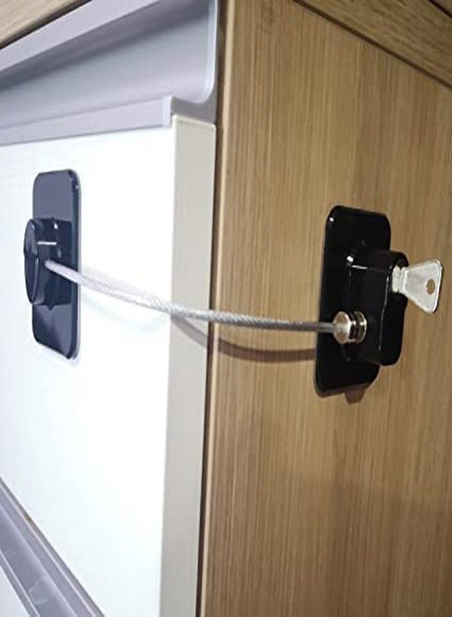 Matiko Fridge Lock, 1 Pack Refrigerator Lock for Kids with Keys, Child Locks for Cabinets, Drawers, Refrigerator, Oven, Toilet, Adhesive Cabinet Locks Childproof Black - Image 1