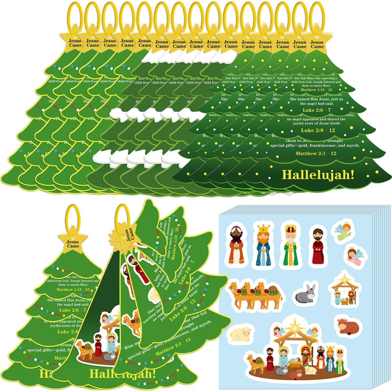 Renbuzhu 27Sets Christmas Crafts Nativity DIY Christmas Tree Stickers Play Set VBS Religious Scene Jesus Story Christian Storytelling Kit Church Decor - Image 3