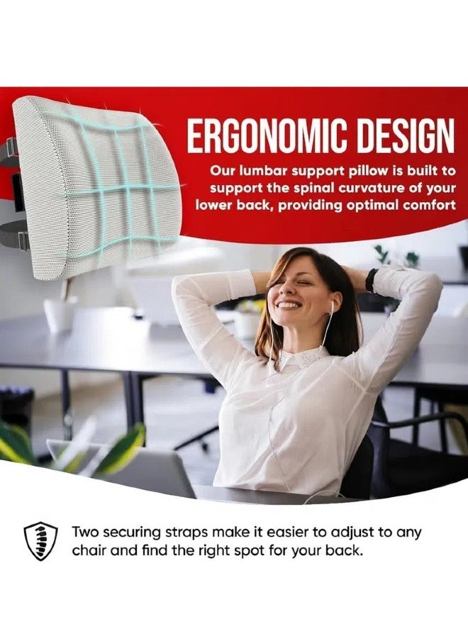 Ergonomic Lumbar Support Pillow Helps Relieve Lower Back Pain Improves Posture Fits Most Seats Breathable Mesh Washable Cover, Back Cushion for Chair, Car, Couch, Ideal for Gaming and Desk Chairs - pzsku/Z197741EA4B419E0D24EBZ/45/1741599339/2c29b998-a3bb-45a1-813e-67bcbe0766e7