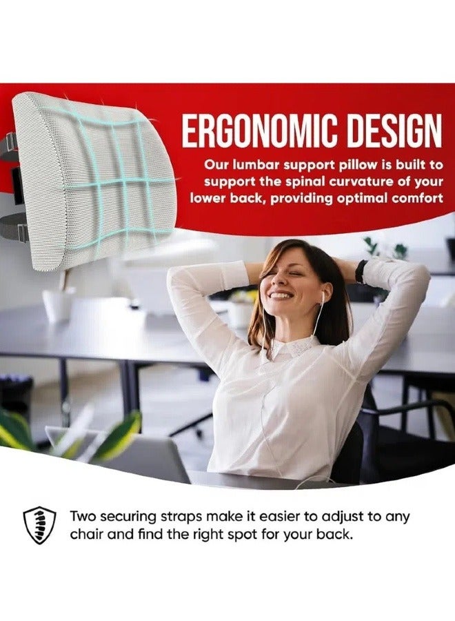 oldlaiben Ergonomic Lumbar Support Pillow Helps Relieve Lower Back Pain Improves Posture Fits Most Seats Breathable Mesh Washable Cover, Back Cushion for Chair, Car, Couch, Ideal for Gaming and Desk Chairs - Image 4