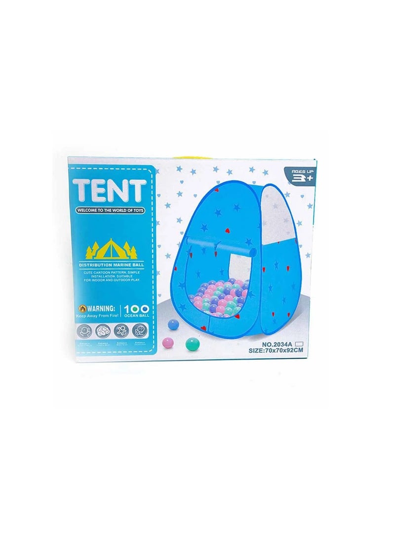 Kids Foldable Tent House With 100 Ocean Balls Children Toy Tent Baby Safe Playpen Size 72X72X92Cm