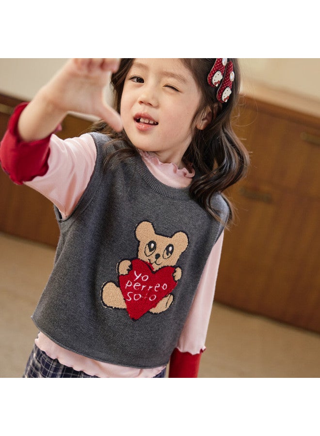 Luson Little O Baby Kids Knit Vest Girls Autumn  New Fun Pattern Sweater Vest For Girls - Image 3