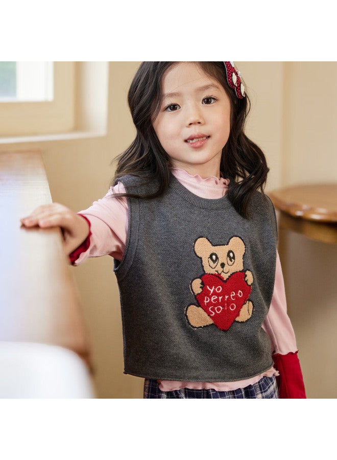 Luson Little O Baby Kids Knit Vest Girls Autumn  New Fun Pattern Sweater Vest For Girls - Image 1