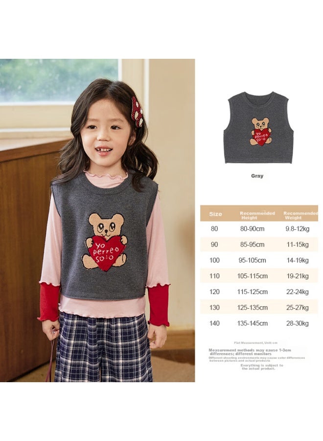 Luson Little O Baby Kids Knit Vest Girls Autumn  New Fun Pattern Sweater Vest For Girls - Image 4