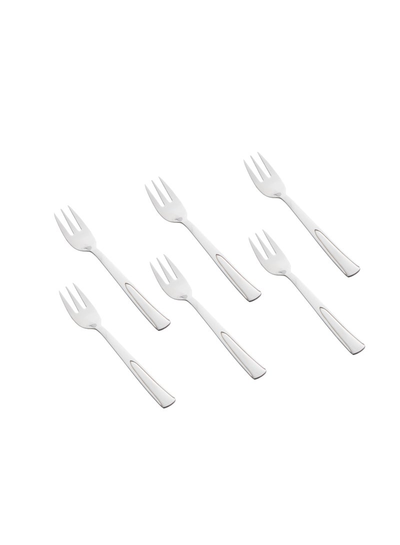 هيك طقم شوكة حلا ستانلس ستيل 6 قطع فضي - Image 1