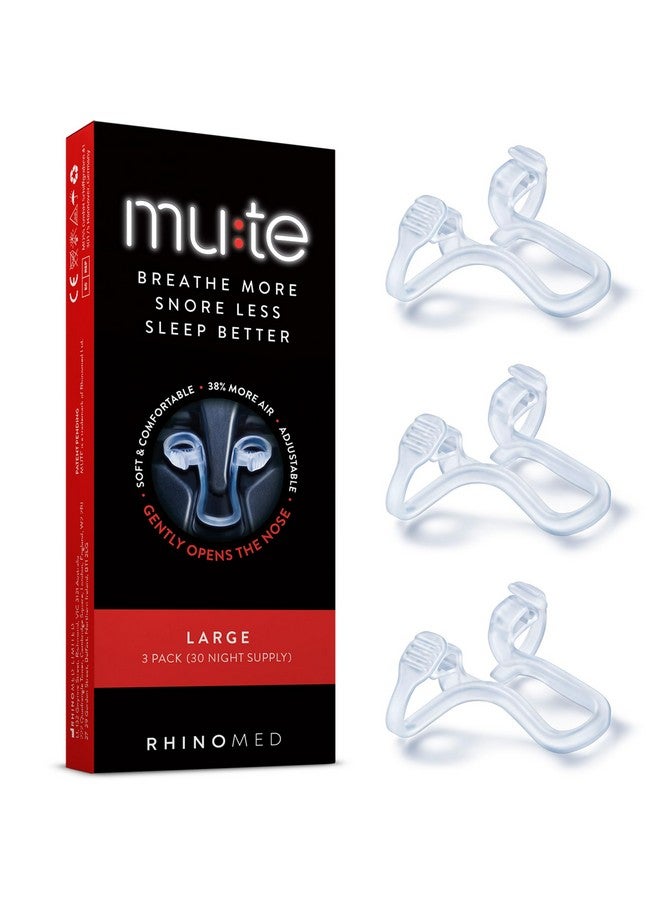 Rhinomed Mute Nasal Dilator for Snore Reduction - Anti-Snoring Aid Solution - Improve Airflow - Comfortable Nose Vents, Breathing Aids for Better Sleep - (Size Large, 3-Pk) - Image 1