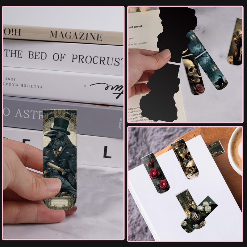 MENIFEND 30 Pcs Dark Academia Magnetic Bookmarks, Aesthetic Gothic Witchy Book Marks for Women, Halloween Magnet Book Marker Clips for Book Lovers, Dark Romance Merch Bookish Gifts - Image 5