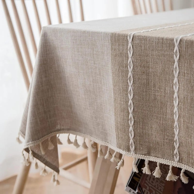 Y&D HD Rustic Waterproof Cotton Linen Tablecloth with Burlap Texture – Rectangle Table Cover & Matching Table Runners for Dining, Kitchen, and Party Decor - Image 5