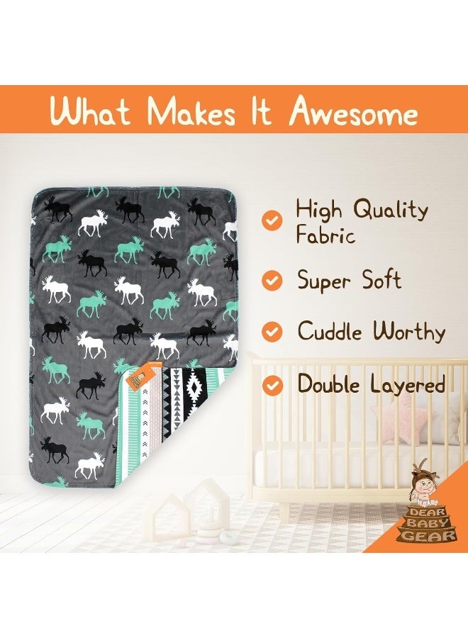 Dear Baby Gear Deluxe Reversible Baby Blanket - Custom Minky Print - Soft Plush Infant Receiving Blanket - Crib Bedding Blanket - Car Seat Baby Blanket - Image 3