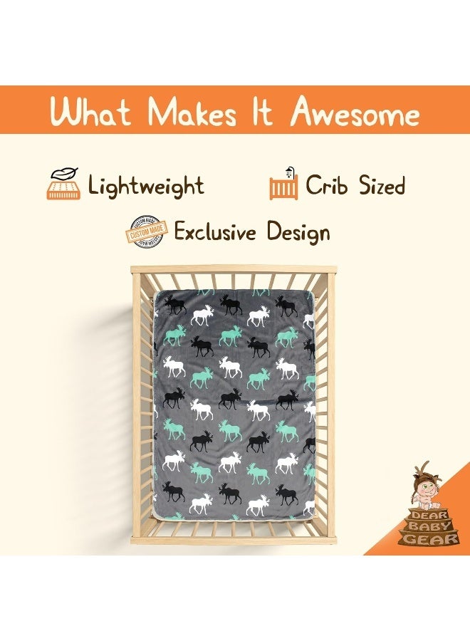 Dear Baby Gear Deluxe Reversible Baby Blanket - Custom Minky Print - Soft Plush Infant Receiving Blanket - Crib Bedding Blanket - Car Seat Baby Blanket - Image 2