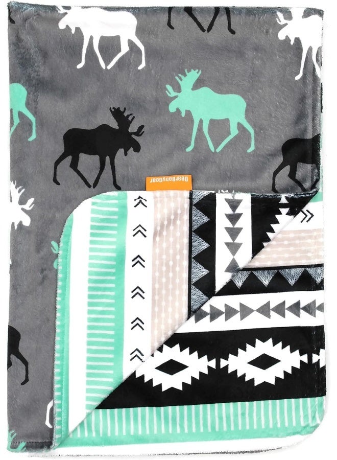 Dear Baby Gear Deluxe Reversible Baby Blanket - Custom Minky Print - Soft Plush Infant Receiving Blanket - Crib Bedding Blanket - Car Seat Baby Blanket - Image 1