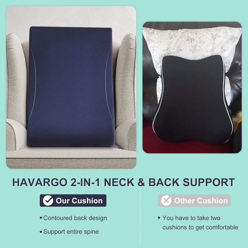 HAVARGO 2-in-1 Neck Pillow Lumbar Support Pillow for Recliner Couch - High-Density Foam Cushion Ergonomic Back Support for High-Back Rocking Chairs, Gaming Chair, Sofa to Relax The Back,Medium - Image 2