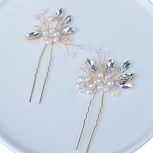 Bestshoot Bridal Hair Pieces, Beusoulove Wedding Hair Pin Crystal Flower Hair Accessories with Rhinestone and Faux Pearl for Girls, - Image 3