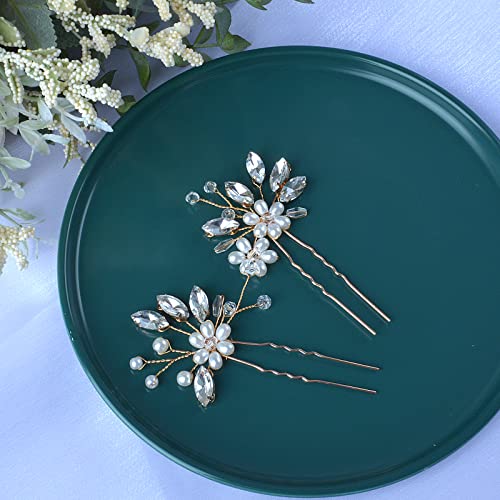 Bestshoot Bridal Hair Pieces, Beusoulove Wedding Hair Pin Crystal Flower Hair Accessories with Rhinestone and Faux Pearl for Girls, - Image 4