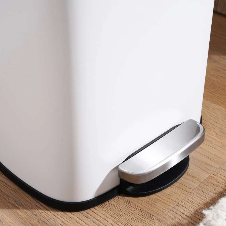 Pan Home سلة مهملات معدنية مقاومة لبصمات الأصابع بريمو 21.3X20.5X29.5 سم 5 لتر - أبيض - Image 3