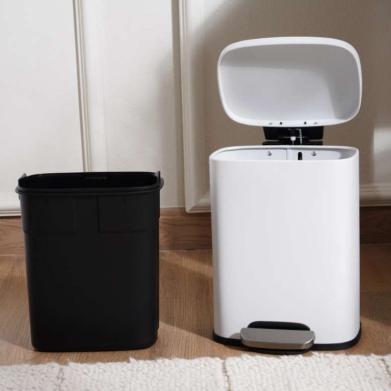 Pan Home سلة مهملات معدنية مقاومة لبصمات الأصابع بريمو 21.3X20.5X29.5 سم 5 لتر - أبيض - Image 5